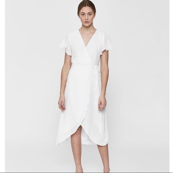 white flutter dress